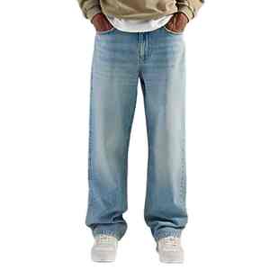 Pantalon cargo ample en denim de coton délavé coupe décontractée, pantalon cargo personnalisé, jean pour homme, pantalon de charpentier avec poches 3D - Product Image 2