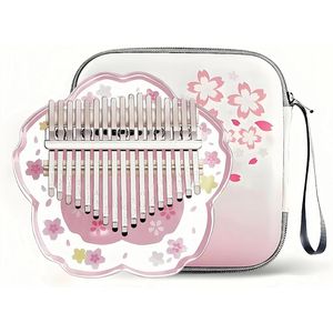 Kalimba a Forma di Sakura in Cristallo Trasparente, Pianoforte a Pollice a 17 Toni, Set Professionale con Custodia Protettiva, 21 Accessori per Strumenti Musicali - Product Image 1