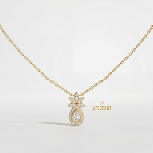 Colgante de Diamante Cultivado en Laboratorio con Forma de Lágrima de Loto, Chapado en Oro Rosa, Joyería Fina Elegante y de Lujo para Mujer, Ideal para Bodas y Fiestas, Atemporal - Product Image 2