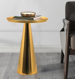 Modern Brass Side <b>Table</b> <b>Round</b> Geometric Base Indoor Living Room Furniture Decor Durable Design - Product Image 1