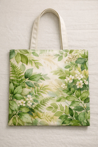 Sac fourre-tout en toile imprimé feuilles vertes florales, grande taille, pour usage quotidien, sac de courses, poignée longue, design écologique, sac en coton - Product Image 5