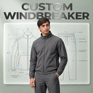 Custom <b>Men</b> Nylon Windbreaker Jacket Shorts Set <b>Hoodie</b> Sportswear Lightweight Windproof <b>Running</b> Training Streetwear - Product Image 2
