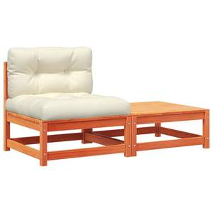 Divano da giardino modulare medio in legno di pino massiccio color marrone cerato - Product Image 2