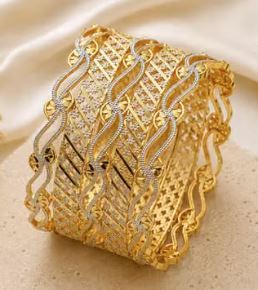 Brazaletes de Latón Chapados en Oro de 18k, Estilo Indio, Venta al por Mayor en Dubái, Últimos Modelos, con Cristales y Flores, Joyería Vintage de Lujo para Mujer, RETAIL BEES - Product Image 2