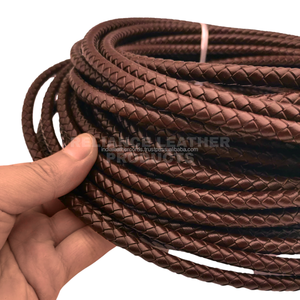 Cordon rond tressé en cuir véritable marron de 5 mm pour la fabrication de bijoux, accessoires et kits de bricolage – Prix direct usine - Product Image 5
