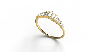 Anillo de Diamantes Baguette de Oro de 18K de Lujo, Anillo de Boda con Corona de Chevron Graduada y Banda Cónica, Joyería Fina para Mujer - Product Image 2