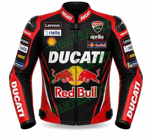 Veste de moto en cuir sur mesure fabriquée à la main au Pakistan, avec protection CE, pour la course sur circuit, imprimée Ducat Corse - Product Image 3
