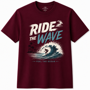 Camiseta de Manga Corta para Hombre, Color Verde Oliva, Cuello Redondo, Corte Regular, Diseño Estampado de Surf, Ropa Casual, 100% Algodón - Product Image 1