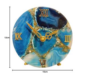Horloge de table de luxe en résine d'agate, faite à la main, moderne, étanche, surdimensionnée, avec veilleuse, pour mariage, retraite, décoration intérieure, salle à manger - Product Image 3