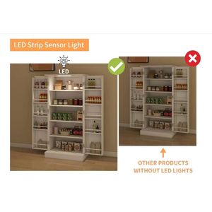 Mobile dispensa da cucina a LED da 50 pollici, credenza autoportante con 2 ante e 2 ripiani regolabili per l'organizzazione del soggiorno - Product Image 3