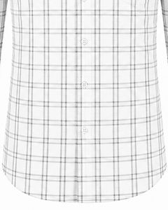 Camisa de Franela a Cuadros Blanca y Gris para Hombre, Formal e Informal, de Manga Larga, con Botones, de Algodón, para Oficina, Personalizable - Product Image 6