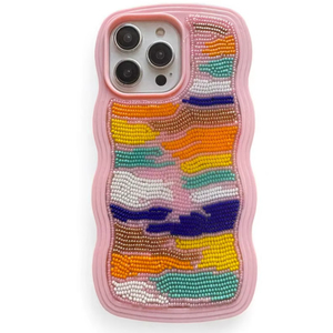 Étui de téléphone portable en perles de rocaille au design unique, sac à bandoulière petit format pour smartphones, dernier cri - Product Image 1