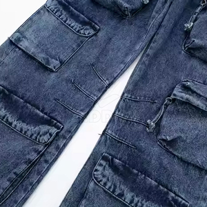 Pantalon cargo décontracté à coupe régulière, taille haute personnalisée, écologique, 100 % coton épais, multi-poches, fermeture éclair - Product Image 6