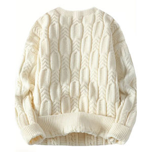 Men's Winter Crew Neck Knit Sweater 100% Cotton Breathable Warm Pullover Premium Quality Heather Color Front Logo - Product Image 2