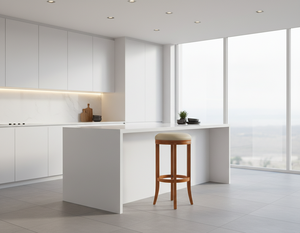 Taburete de Bar Redondo Moderno de Madera de Caucho con Diseño Completamente Redondo, Duradero y Fácil de Limpiar, Muebles para Sala de Estar - Product Image 4