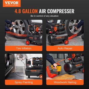 Compressore d'aria da 900W 4.8 galloni 2.2 CFM @ 90PSI 70 DB compressore industriale Ultra silenzioso - Product Image 6