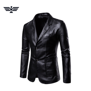 EMPIRE TREND WEARS <b>Men's</b> Black PU Leather Slim Fit Turn-down Collar Waterproof Motorcycle <b>Jacket</b> <b>Smart</b> Casual Winter Wear - Product Image 1