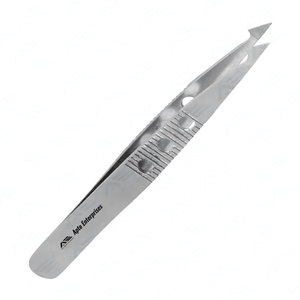Pince à épiler pour cils et sourcils en acier inoxydable, outil de beauté, avec logo personnalisé, à pointe inclinée, pointue et plate - Product Image 1