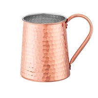 Mug à Moscow Mule en cuivre martelé antique, de haute qualité, en métal pur, écologique, avec poignée en laiton et couvercle, emballage cadeau pour fête