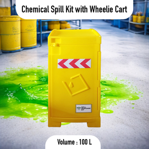 Kit Portátil de 100L para Derrames Químicos, Suministro de Fábrica, Set Absorbente Móvil de 25 Galones para Materiales Peligrosos con Carro con Ruedas Resistente para Fugas de Líquidos - Product Image 2
