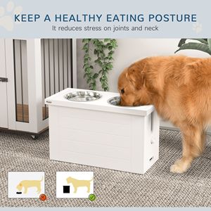 White Elevated Dog Bowls Slow Feeder <b>Mat</b> Storage Cabinet 3 Stainless Steel Dishes for <b>Large</b> Extra <b>Large</b> Pups Pet Bowls Feeders - Product Image 5
