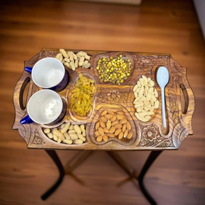 Plateau en bois massif écologique avec poignées pour le thé, le café, les collations, la nourriture, usage domestique, vente en gros, pour la cuisine, l'hôtel, le petit-déjeuner - Product Image 6