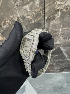 นาฬิกา Roman Dial ประดับเพชรโมอิสซาไนต์เต็มหน้าปัด เครื่องญี่ปุ่น VVS D โมอิสซาไนต์ นาฬิกาฮิปฮอป ราคาประหยัด ของขวัญสำหรับคุณพ่อ - Product Image 6