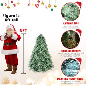 Albero di Natale Artificiale Abete Blu 150 cm con 592 Punte Ignifughe e Base Pieghevole Premium - Product Image 2