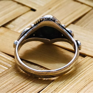 Natural Oval <b>Turquoise</b> <b>Ring</b> 925 Sterling Silver Vintage Style Statement Jewelry For Men Women JAIPUR SILVER - Product Image 4