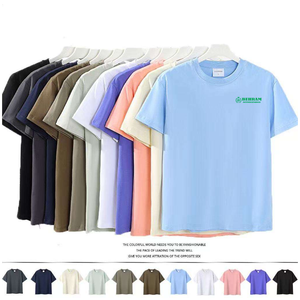 Camiseta de Algodón para Hombre, Manga Corta, Cuello Redondo, Logotipo de Corazón Bordado, Corte Regular, Color Sólido Informal, Tejido de Punto Transpirable - Product Image 6