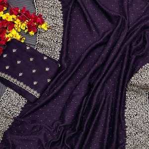 Nouvelle Collection : Saree Indien Moderne en Georgette pour Femme, Broderie Zari, Longueur Ras du Sol, Idéal Diwali/Mariage/Fête, Infroissable et Séchage Rapide - Product Image 6