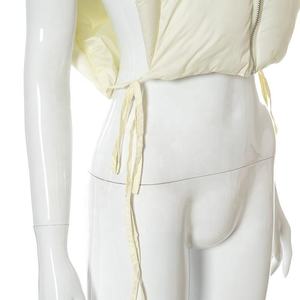 Women's Lightweight <b>Crop</b> <b>Puffer</b> <b>Jacket</b> Zipper Closure Embroidery Logo Windproof Eco-Friendly Polyester Detachable Collar - Product Image 3