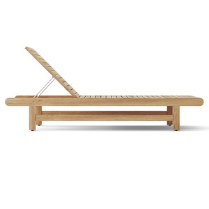 Tumbona Moderna de Teca para Exteriores con Cojín de Poliéster y Respaldo Ajustable para Patio - Product Image 5