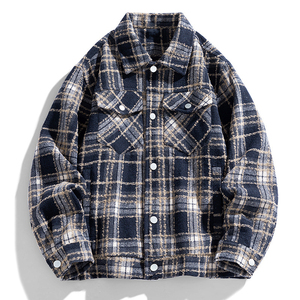 High Quality Eco-Friendly Windproof Winter <b>Mens</b> Plaid Polyester/Cotton Flannel Streetwear Shirt Jacket Hooded <b>Thermal</b> Fleece - Product Image 1