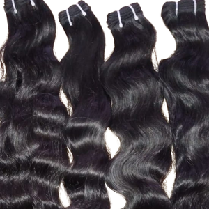 Cheveux humains indiens bruts Remy Temple Virgin Water Wave 100% Single Drawn Machine Double Weft non traités, cuticules alignées - Product Image 3