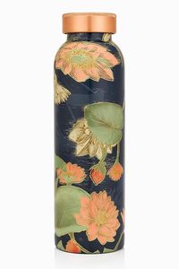 Designer <b>Copper</b> Water <b>Bottle</b> 900ml with Lotus Floral Print, Leakproof <b>Copper</b> Cap, Ayurvedic <b>Drinking</b> Water <b>Bottle</b> for HealTH - Product Image 4