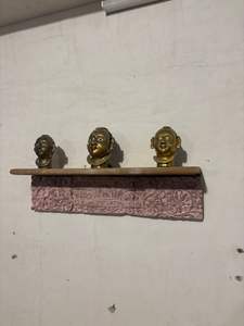 Étagère murale en bois artisanale avec sculpture florale |   Étagère murale multifonctionnelle rustique vintage pour salle de bain et salon - Product Image 3