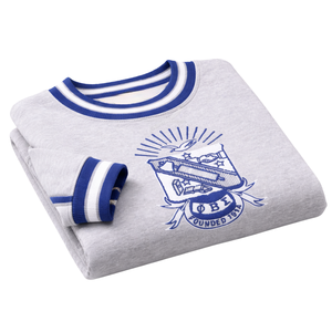 Pull à col rond en chenille gris Phi Beta Sigma avec motif de fraternité grecque, design chenille classique, confort et style premium - Product Image 6
