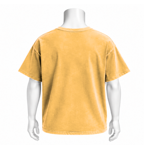 Camiseta Amarilla Desgastada con Bolsillo, de Algodón Lavado Vintage, Manga Corta, Ajuste Holgado y Relajado, con Bolsillo en el Pecho, Estilo Casual Urbano - Product Image 2