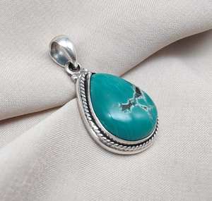 Pendentif turquoise bleu, argent sterling 925, pierre précieuse naturelle, fabrication artisanale, fabricant en gros de bijoux - Product Image 5