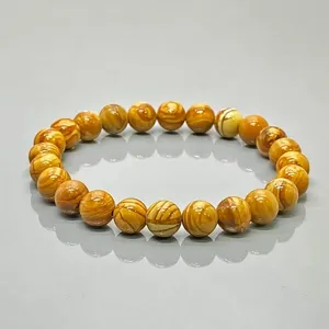 Pulsera Elástica de Cuentas de Jaspe Camello Natural de 8mm, Lisas y Redondas, Grado AA, Joyería Curativa al por Mayor - Product Image 2