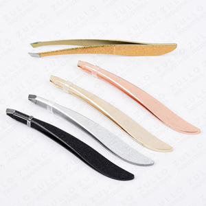 Custom Logo Stainless Steel Slanted Eyebrow Tweezers Anti Static Lightweight Precision Beauty <b>Tool</b> Eco Friendly - Product Image 6