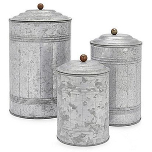 Juego de 3 Recipientes Metálicos Galvanizados para Cocina, de Alta Calidad, para Almacenar Té, Café y Azúcar - Product Image 2