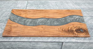 Élégante planche à découper rustique en bois et résine faite à la main, plateau de service durable avec un artisanat unique Design indien pour servir du fromage - Product Image 6