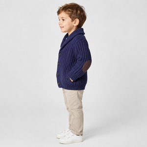 Offre Spéciale mode infantile épais 100% coton couleur Marine côtelé cardigan enfants <span class=keywords><strong>pull</strong></span> design pour les garçons enfants vêtements avec bouton - Product Image 3