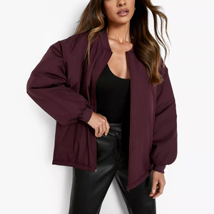 High Quality Material 100% Cotton Breathable <b>Women's</b> Bomber <b>Jacket</b> Polyester Filling Latest Design Winter Outerwear for <b>Women</b> - Product Image 1