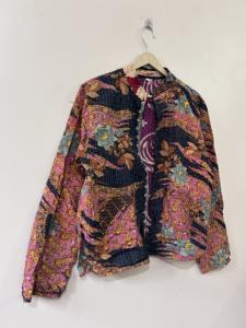 Chaqueta Bordada Kantha Vintage Hecha a Mano de Algodón para Mujer, Chaqueta Reversible - Product Image 4