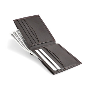 Cartera Bifold de Cuero Genuino Marrón para Hombre, de Alta Calidad y Lujo, con Bloqueo RFID, Logotipo Personalizado, Delgada, Multifuncional, Porta Tarjetas, Corta - Product Image 2
