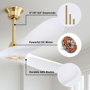 Ventilatore da Soffitto Moderno da 60 Pollici con Motore DC Reversibile in ABS e Telecomando Intelligente a 6 Velocità per Camera da Letto e Soggiorno - Product Image 5