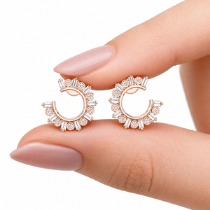 14K <b>Rose</b> <b>Gold</b> Plate Moissanite Sparkling Jewelry for Women Brilliant Round Cut Diamond <b>Stud</b> <b>Earrings</b> - Product Image 1